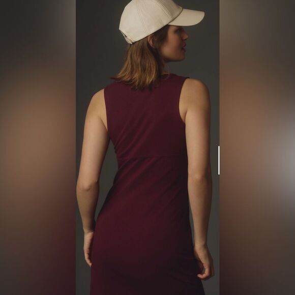 Nwt Daily Practice Anthropologie Sleeveless Square-Neck Mini Dress Wine Maroon - Picture 2 of 6